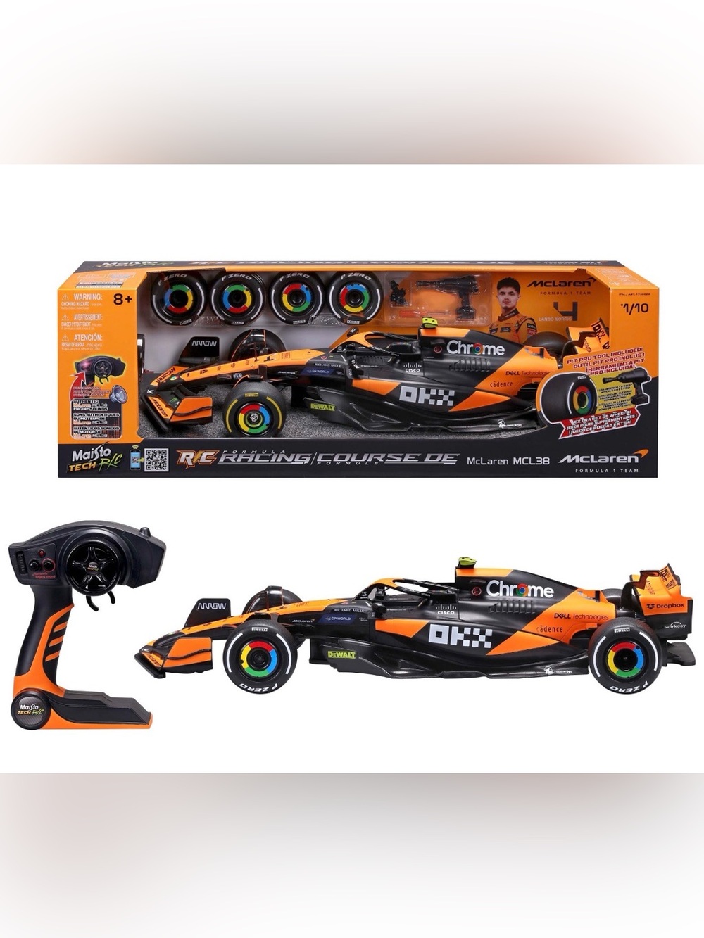 McLaren MCL38 RC Formula Race Car 1:10 Scale with Remote Control